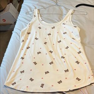 3/$10 Kitten Print cream Tank Top